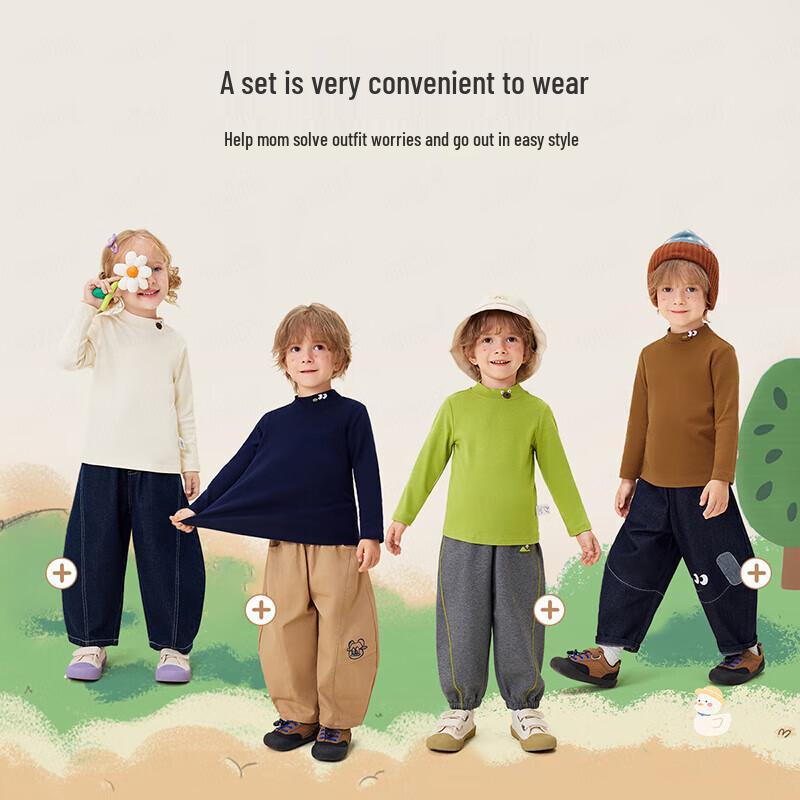 MQDMINI Kids' Bear & Dinosaur Print Long Sleeve T-Shirt
