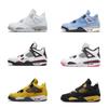 Tênis de Basquete Esportivo AJ4 - White Cement, Oreo, Azul Meia-noite, Unissex