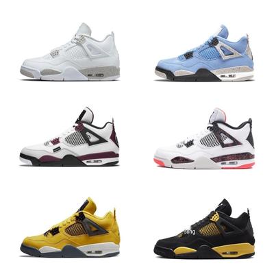 Pantofi sport de baschet AJ4 - White Cement, Oreo, Albastru Midnight, Unisex