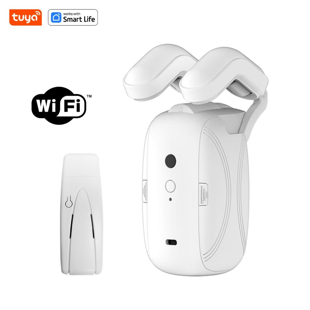 Smart Electric Curtain Opener With Remote - 3-in-1 Automatic Motor For I-Rail, U-Rail, Roman Rod (White, 4000mAh Battery)