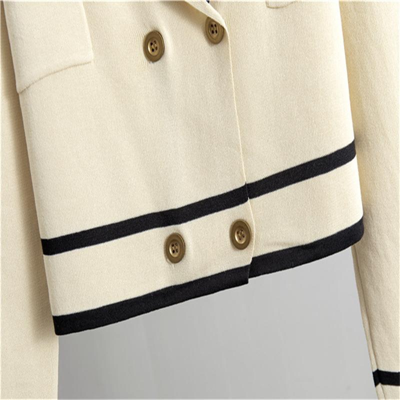 Autumn And Winter Knitted Wide Leg Pants Two Piece Suit Short Style Small Fragrance Fashionable Casual Suit For Women