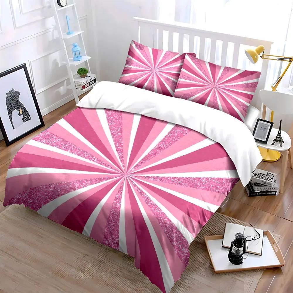 Pink Glitter Decorative Set Soft Comfortable Duvet Cover Bedding Set Included 1*Duvet Cover & 2*Pillowcases gift