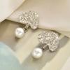 Imitation pearl earrings retro fashion earrings light luxury high-end women's niche asymmetric stud earrings