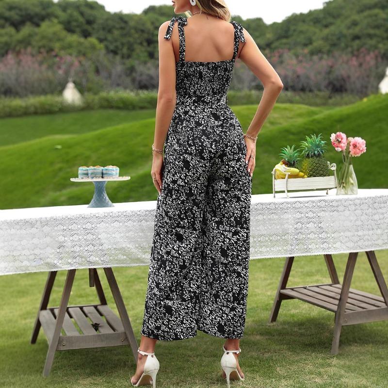 Women's Halter Jumpsuit Fashion Waist Slimming Backless Halter One Piece Wide Leg Pants