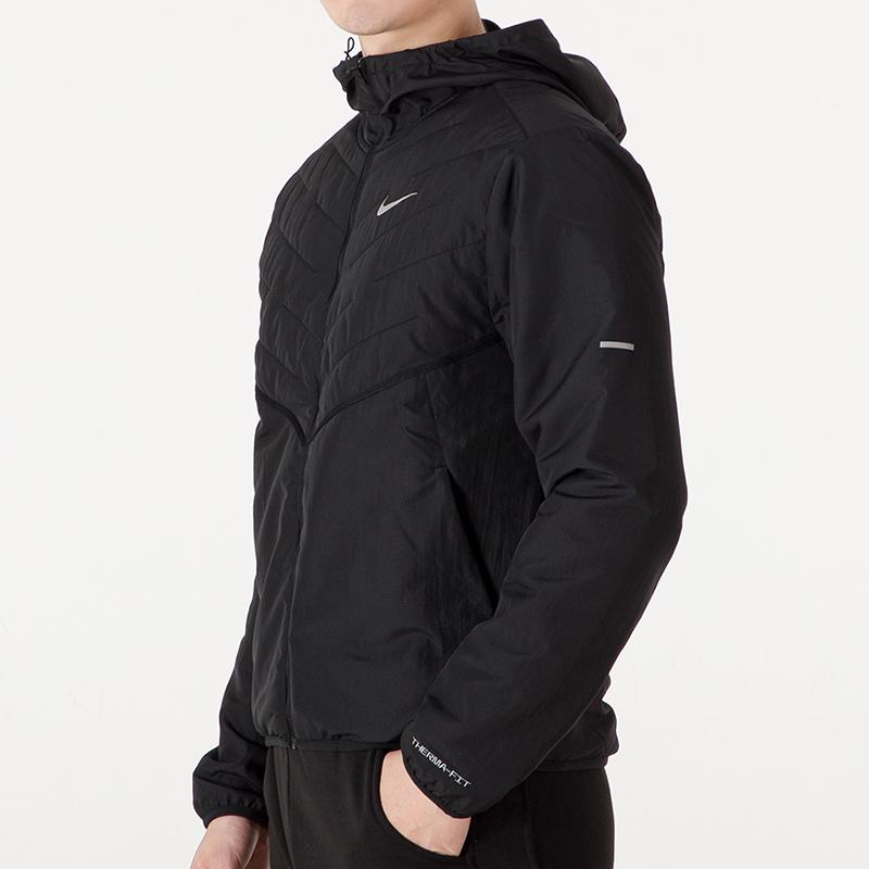 Nike Therma-FIT Herren Winddichte Kapuzen-Lauf-Trainingsjacke Schwarz DD5645-010