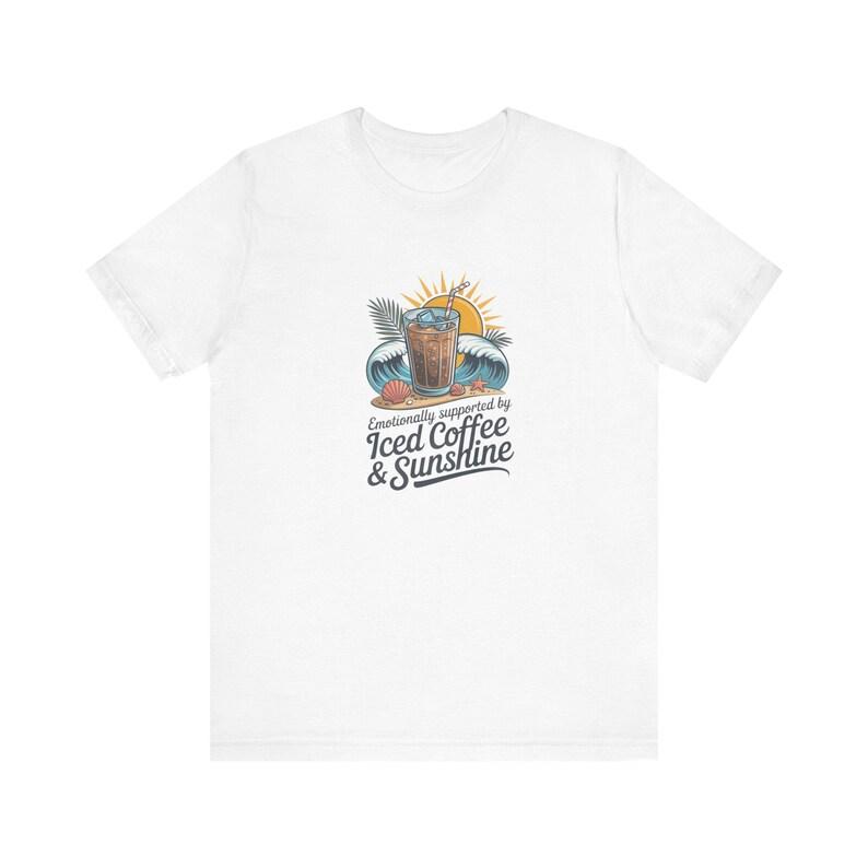 Iced Coffee & Sunshine Tee | Retro Tropical Coffee Graphic Shirt 130