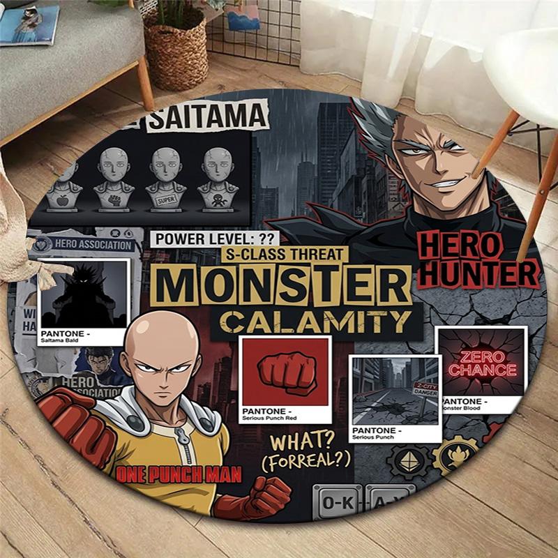 Onepunch Man Round Area Rug Carpet Rug For Living Room Bedroom Sofa Playroom Decor Nonslip Floor Mat