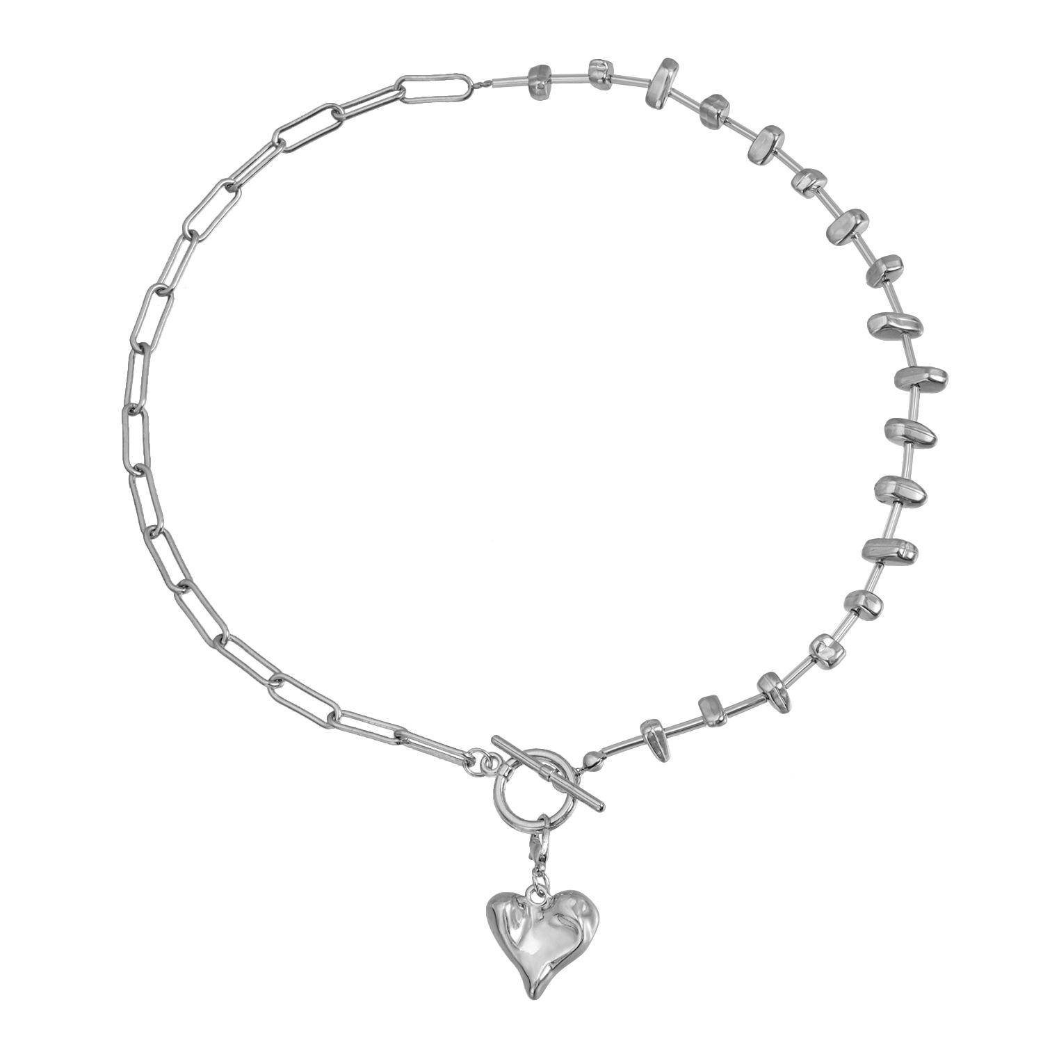 

European and American jewelry retro love removable multi-section special-shaped stone splicing wind necklace creative OT buckle necklace jewelry women