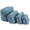 Vintage Blue Denim Cosmetic Pouch with Zipper Jean Toiletry Case Casual Travel Storage Bag  Outdoor