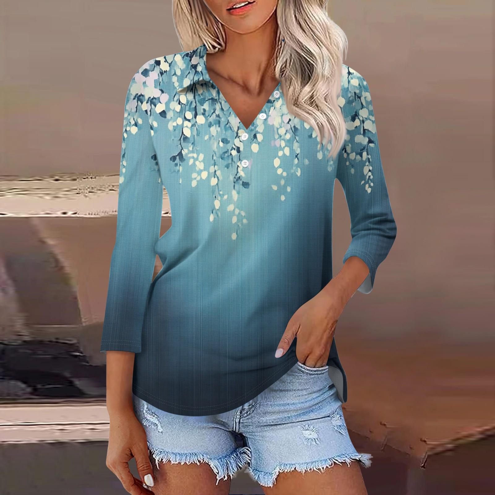 

Женская модная повседневная рубашка с отворотом и рукавом 3/4, женские топы на пуговицах XL