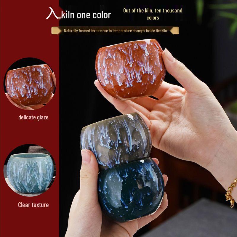 Dragon Egg Jianzhan Ceramic Tea Cup Set - Kung Fu Style with Five Elements Design