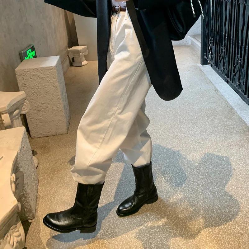 Lederversion Pferdeleder Spitzrunde Zehe V-Ausschnitt Motorradstiefel Damen Dicke Ferse Western Cowboy Kurze Stiefel