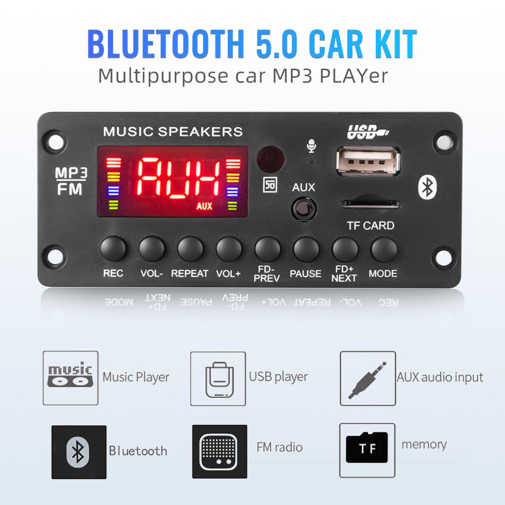 

50 Вт усилитель Bluetooth MP3 декодер плата DC7V-15V DIY MP3 плеер автомобильный FM радио модуль TF USB микрофон запись громкой связи вызов 2-25W