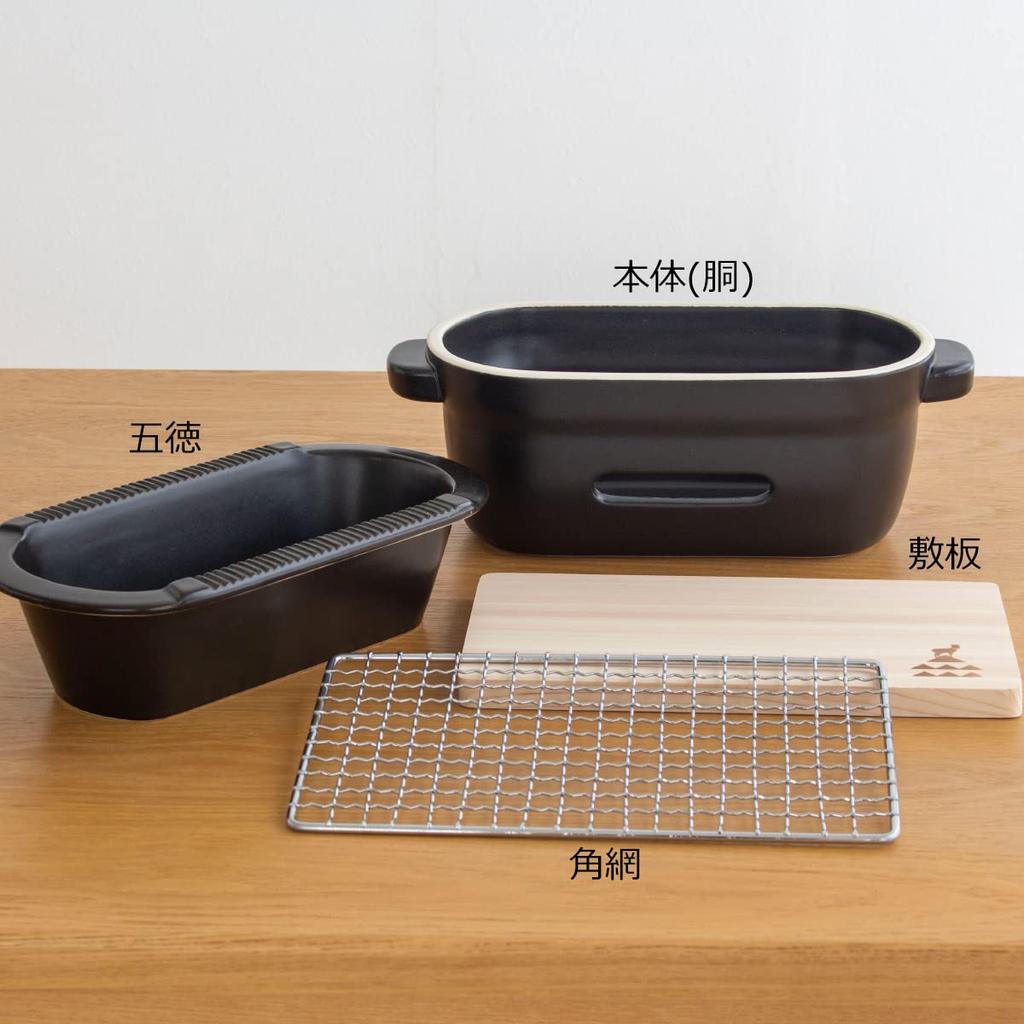 Kamoshika Douguten Ceramic Charcoal Stove, Black, with Rack and Base, Water Stove, Tabletop, Ceramic, Banko Ware, Made In Japan