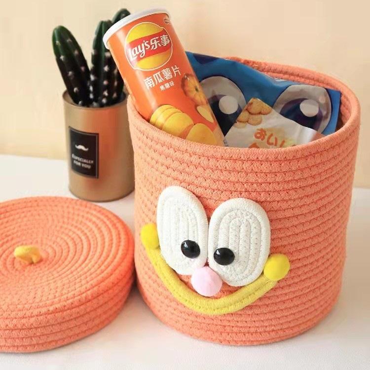 Cotton Thread Woven Basket for Laundry, Snacks, and Sundries.