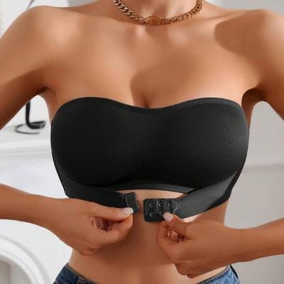 Europäisches und amerikanisches trägerloses Bandeau mit Frontverschluss und schönem Rückendesign, rutschfest