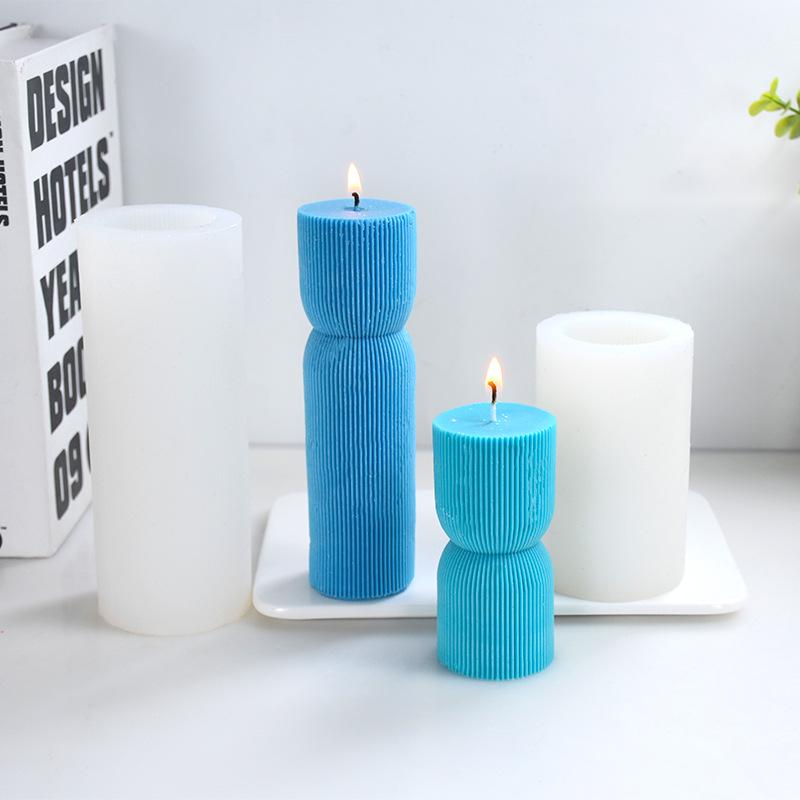 Geometric Striped Candle Mold - Silicone Cylinder for Aromatherapy and Indoor Decor