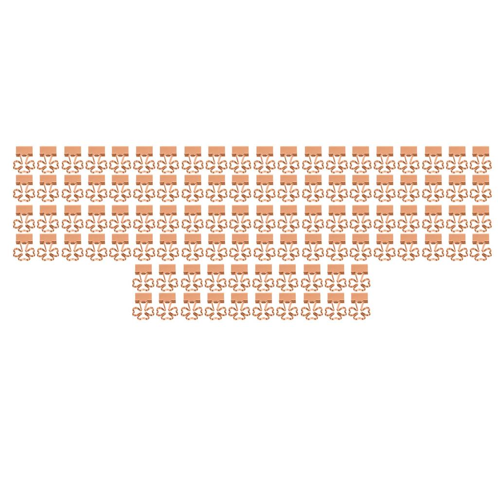 100pcs Flower Shape Binder Clips Strong Clamping Force Metal Cute Paper Clamps for Document Tickets Rose Gold