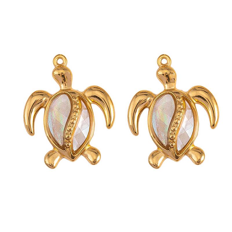 2pcs Stainless Steel Flower Pendant Cute Butterfly Love Heart Bow Design Necklace Earring Charm for Jewelry Making Birthday Gift