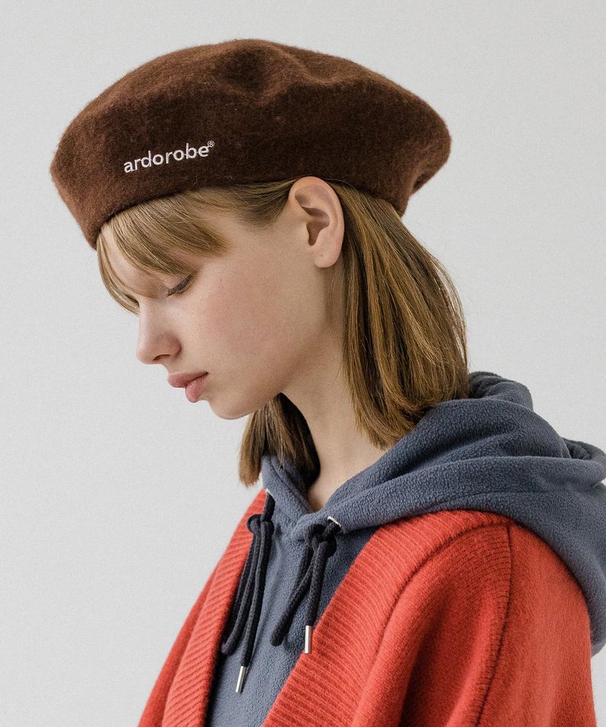 ARDOROBE Logo Embroidered Wool Beret Aac193002-Bn