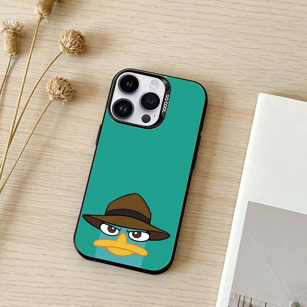 Cartoon P-Perry The Platypus Phone Case For iPhone 17,16,15,14,13,12,11,Pro Max,Plus Candy Silver Cover