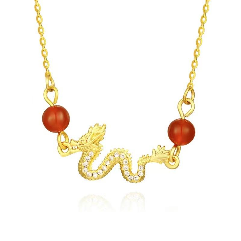 

Женский нишевый дизайн микро-инкрустированное ожерелье года дракона индивидуальный тренд китайский стиль новый китайский стиль ключичная цепочка