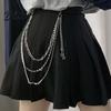 Metal Buckle Waist Belt Chain Titanium Steel Multi Layer Design