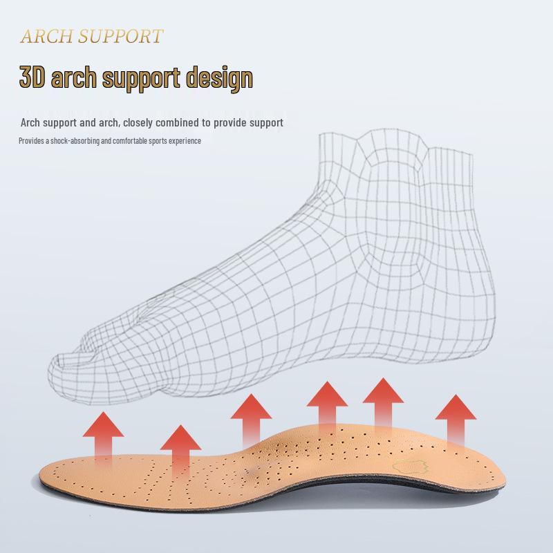 Genuine Leather Orthotic High Arch Support Insoles - Breathable, Sweat-Absorbing, Antibacterial, Comfortable for Men & Women