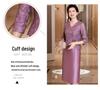 Robe Amincissante Élégante à Col en V pour Mamans - Jupe en Dentelle Violette
