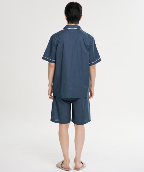 [May Flower] Classic Navy Short-Sleeve Pure Cotton Men's Big Size Pajama Set [Shipped from Korea] 100% Authentic