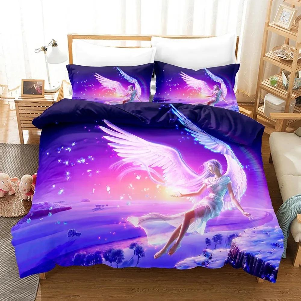 Angel Bedding Set Single Twin Full Queen King Size Fallen Angel Bed Set Aldult Boys Bedroom Duvetcover Sets 3D Print 005