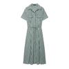 Spring New Retro Coffee Plaid Elegant Temperament Style Slim Lapel Short-sleeved Dress