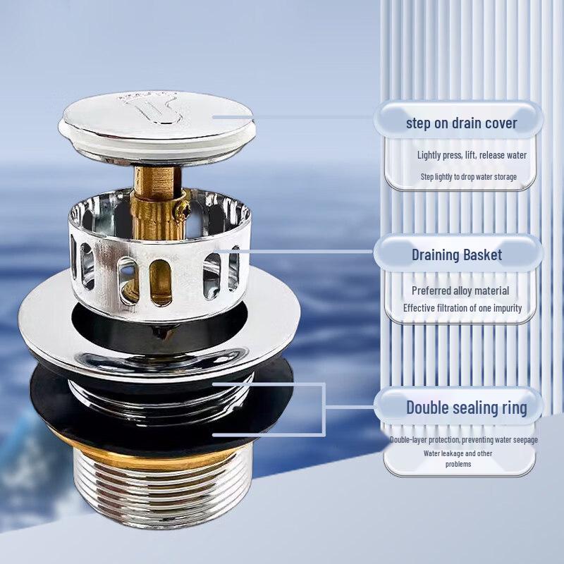 TLXT Pop-up Bathtub Drainer with Integrated Pipe