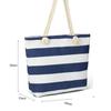 Striped Beach Tote Bag Canvas Foldable Shoulder Bag Zipper Large Capacity Travel Handbag For Travel Work Beach Gym Store