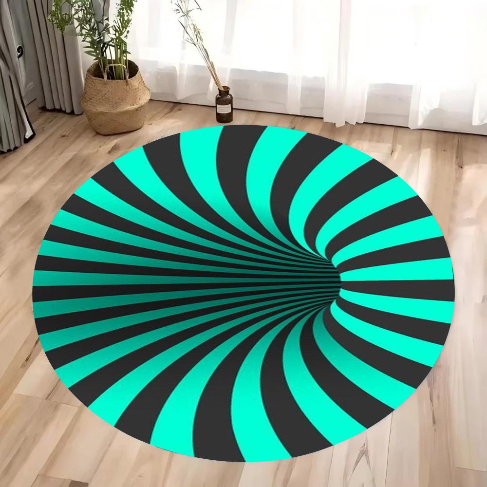 3D Checkered Round Area Rug Bedroom Kitchen Mat Washable Indoor Floor Accent Bathroom Carpet for Living Room Home Office Hallway