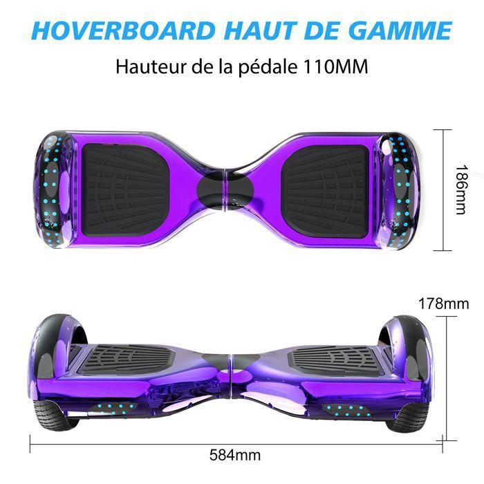 Hoverboard 6,5 Zoll mit Bluetooth und LED - RCB - Perfektes Geschenk für Kinder Chromviolett