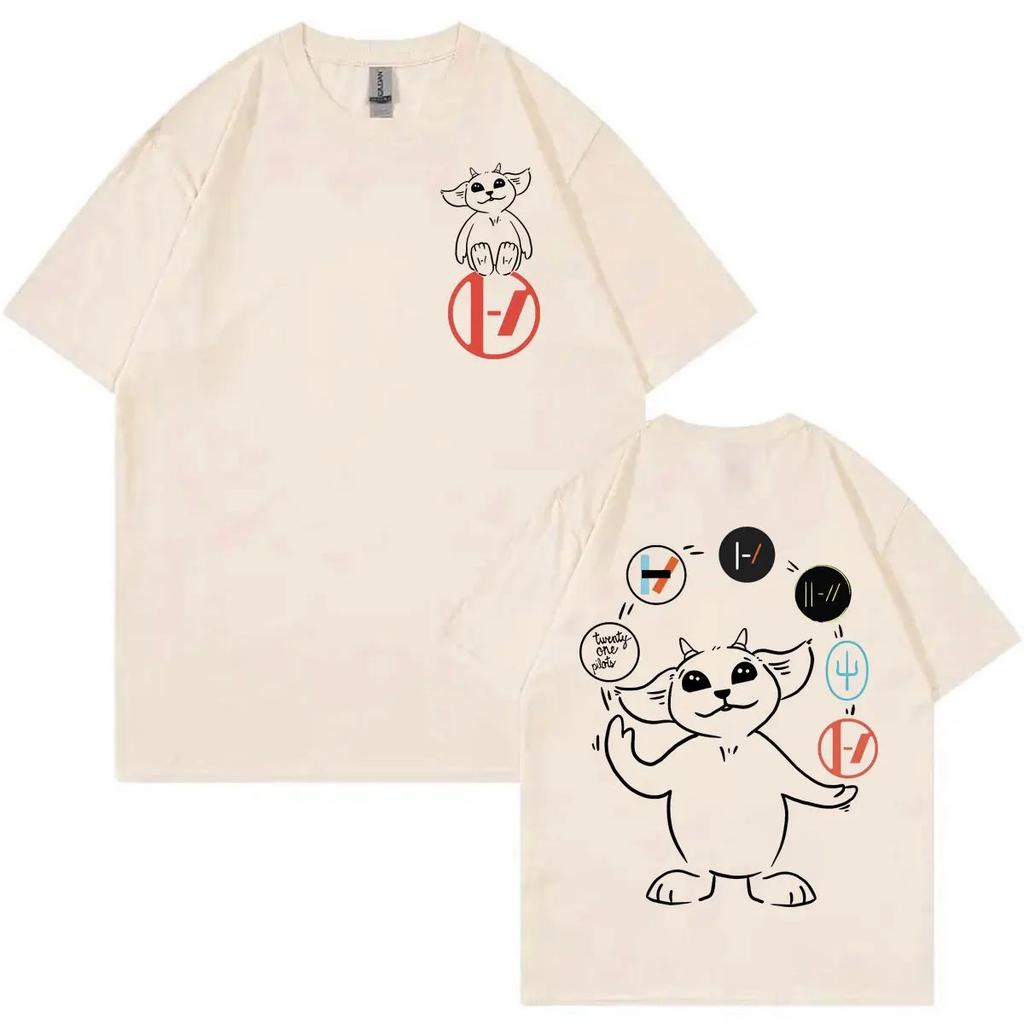 Summer 21st Pilot Logo Cartoon Mens Cotton Tshirt Fashion Rock Hip Hop Short Sleeve Retro Loose Casual Tshirt