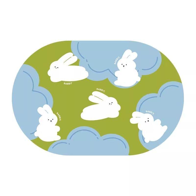 Cartoon bathroom door absorbent floor mat bathroom non-slip soft diatom mud household foot mat simple toilet door mat