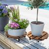 Yangbaga Flower Pot Stand Set of 2 Flower Movable Round Wooden Flower Pot Trolley with Lockable Casters for Flower Succulent Garden Pots, Saucers,