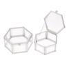Hexagon Transparent Glass Storage Box Jewelry Ring Earring Beads Coins Display Case Keepsake Organizer Tabletop Container