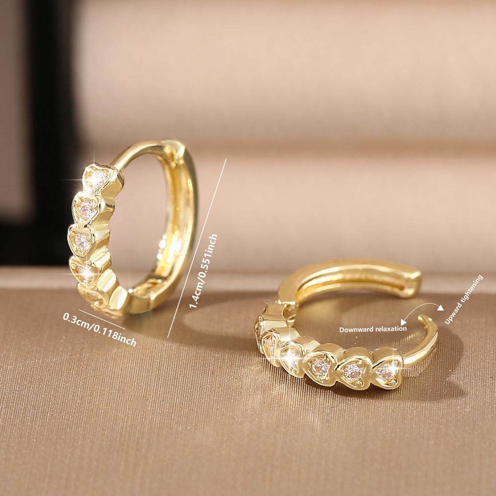Edelstahl Herz Zirkon Creolen für Damen Vintage Minimalistisch Kristall Zirkonia Kreis Hängeohrringe Punk Rock Schmuck