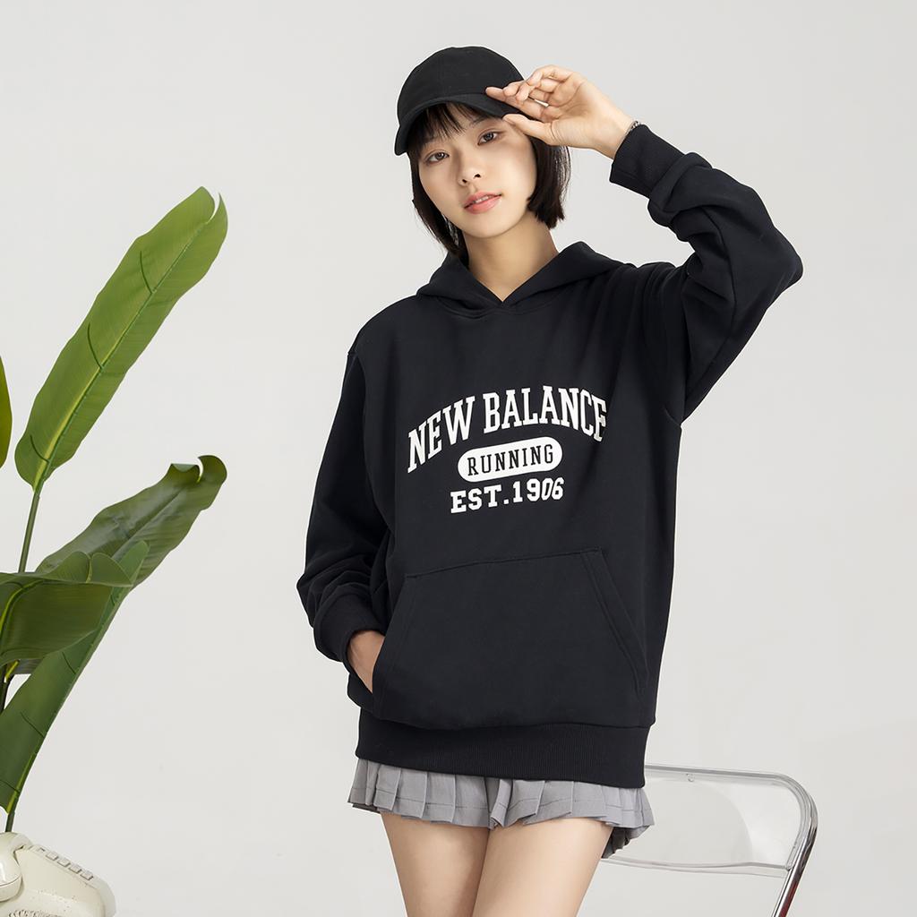 New Balance Sweatshirts Unisex Black Hooded Moderate Regular AMT31313-BK