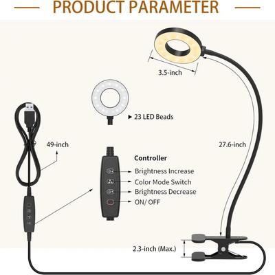 LED-Ringleuchte mit Handyhalterung und flexiblem Clip für Live-Übertragungen und Schreibtische von Studenten