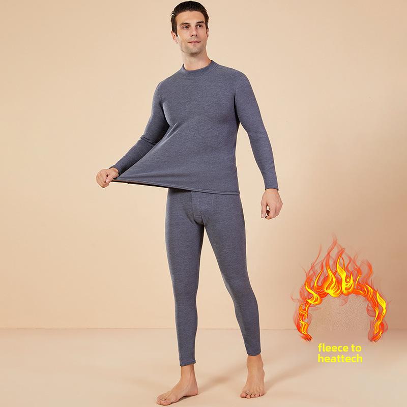 Plus Size Sherpa Thermal Underwear Set - Velvet Thick, Half Turtleneck for Men & Women