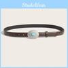Simple Round Alloy Artificial Gemstone Snap Button Belt For Women Casual Wear