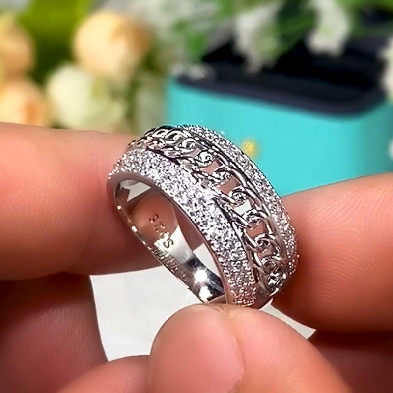 Neue Luxus Intarsien Kette Frauen Ringe Voll Gepflastert CZ Stein Hochzeit Party Finger Zubehör Neue Mode Schmuck