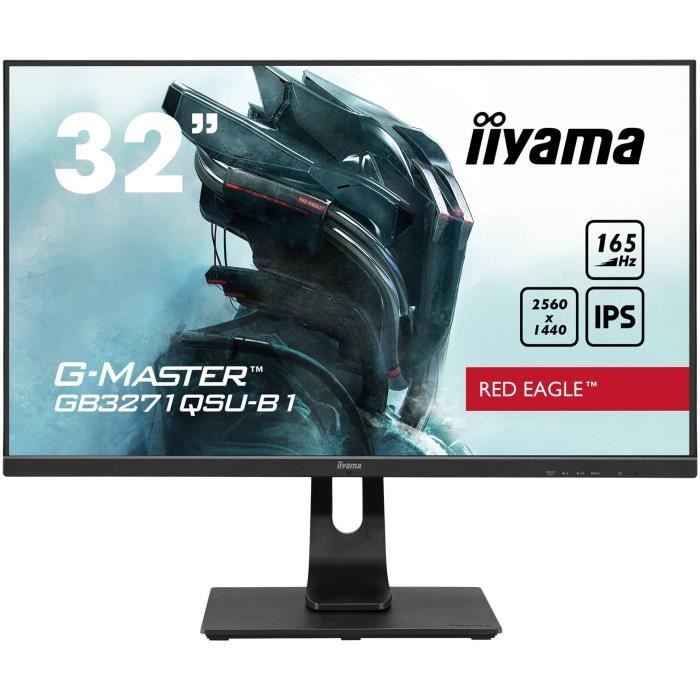Ecran PC Gamer - IIYAMA - 32" - QHD - 165Hz - Dalle IPS - 1ms - Ajustable En Hauteur - GB3271QSU-B1