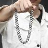 2022 Men's European & American Titanium Steel Frosted Cuban Chain Necklace with Hexagonal Flat Buckle
