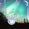 Huitan Fresh Pendant Necklace with Imitation Moonstone Shiny Soft Female Accessories for Engagement Fashion Wedding Band