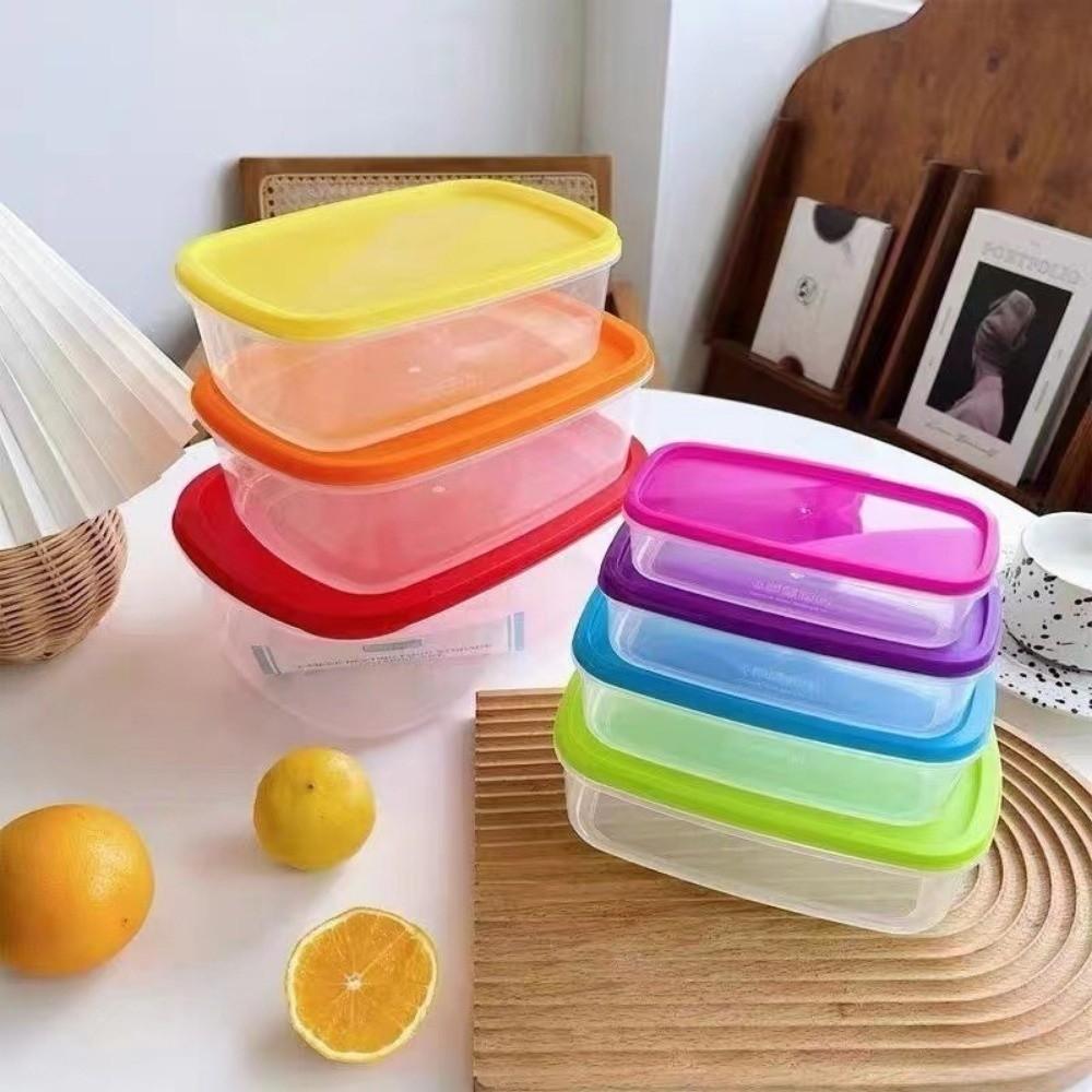 7Pcs Plastic Freshing Box Rainbow Food Sealed Box Reusable Sealed Food Container  Kitchen Picnic Use